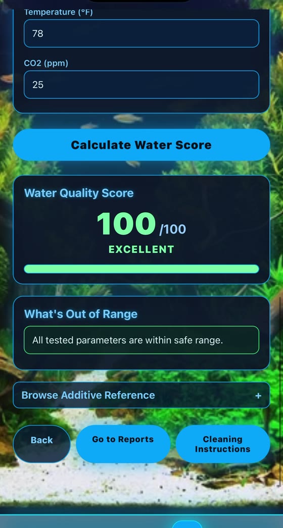 Water quality score of 100 out of 100